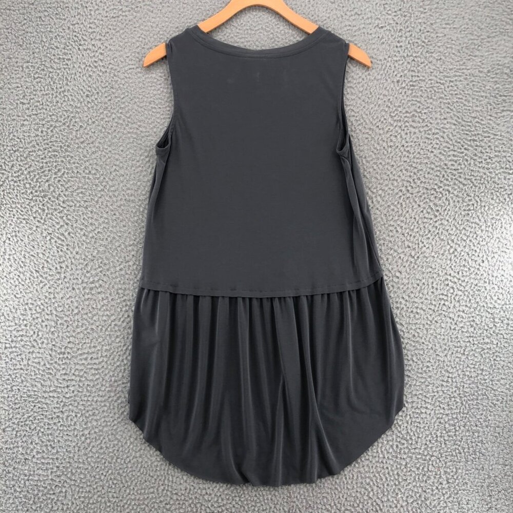 Mote Top Womens Small Gray Modal Blend High Low Pleated Sleeveless Stretch Knit - Picture 3 of 9